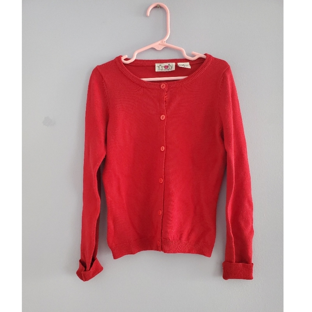 Girls Red cardigan sweater